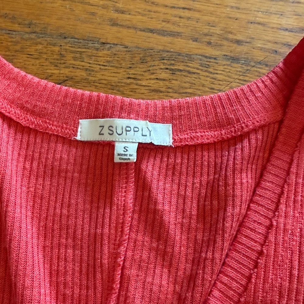 Z Supply Red Ribbed Tank Top - Picture 3 of 3